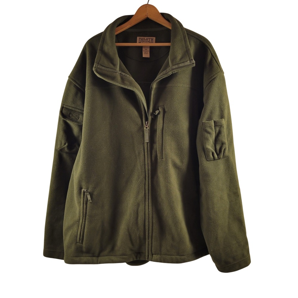 Duluth Trading Co Fleece Jacket Mens 3XL Green Excellent Full Zip Utility Pocket